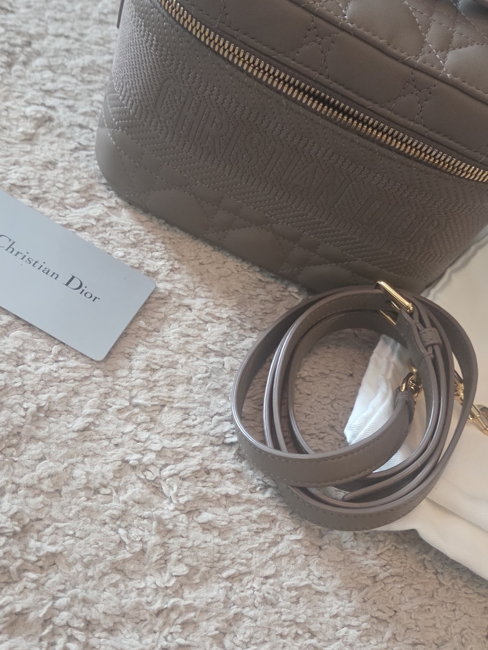 Christian Dior Lambskin Cannage Small Diortravel Vanity Case Warm Taupe